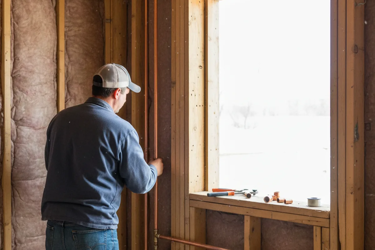 Licensed plumber running new copper supply lines in a Columbia home